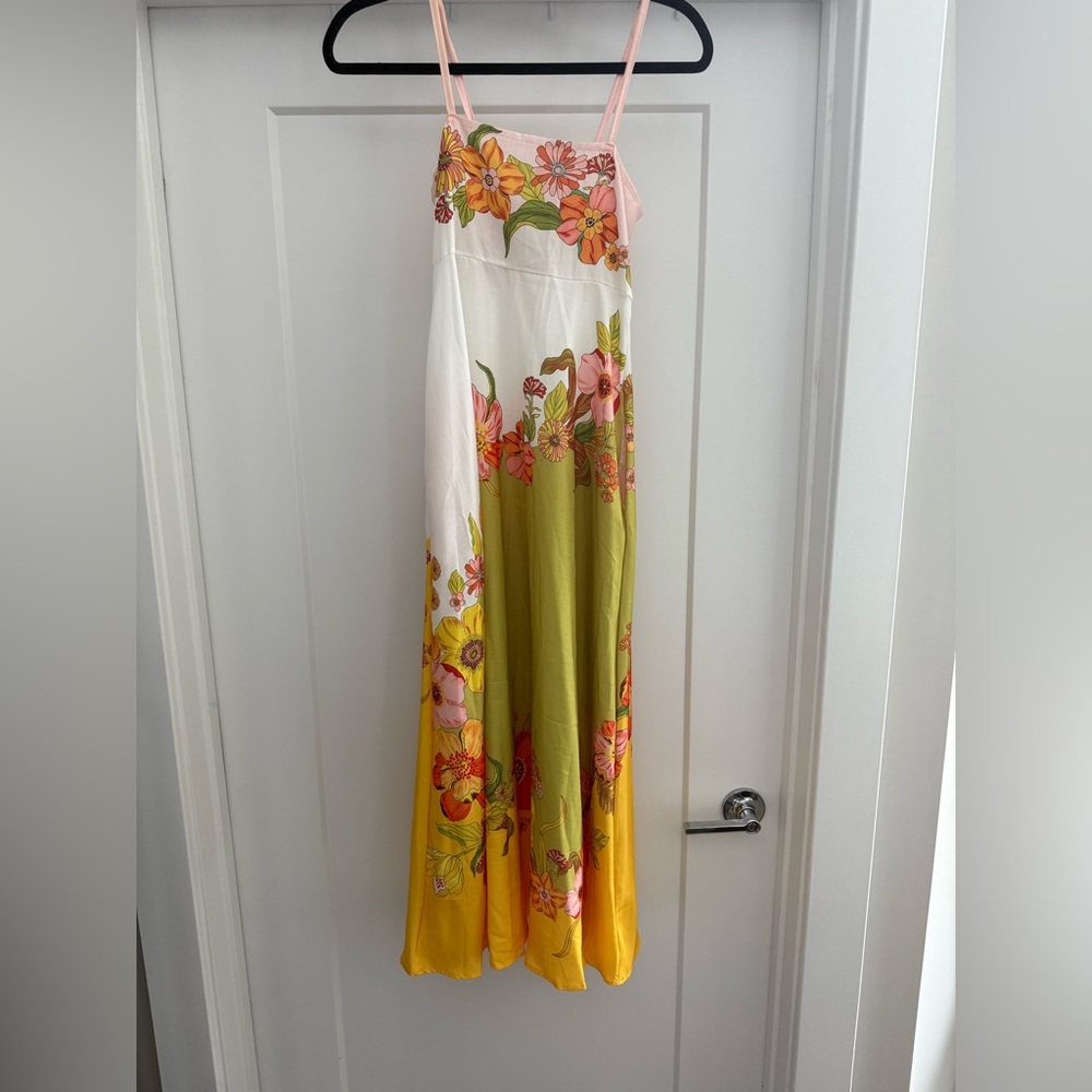 Pink Ripple Floral Maxi Dress
